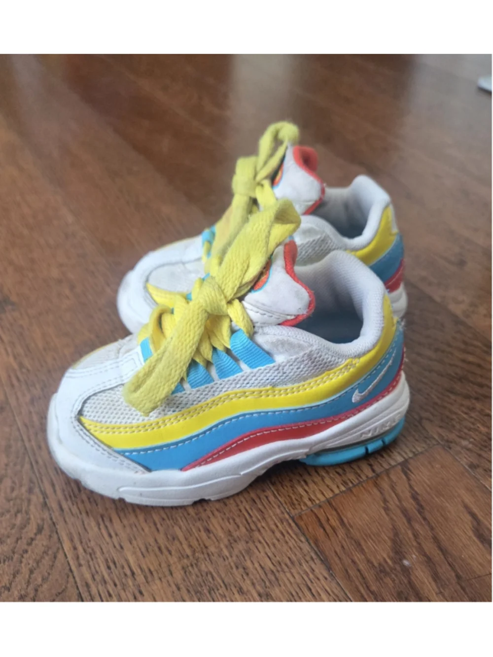 Nike Air Max 95 Toddler Sneakers White Yellow Blue Red Size 5